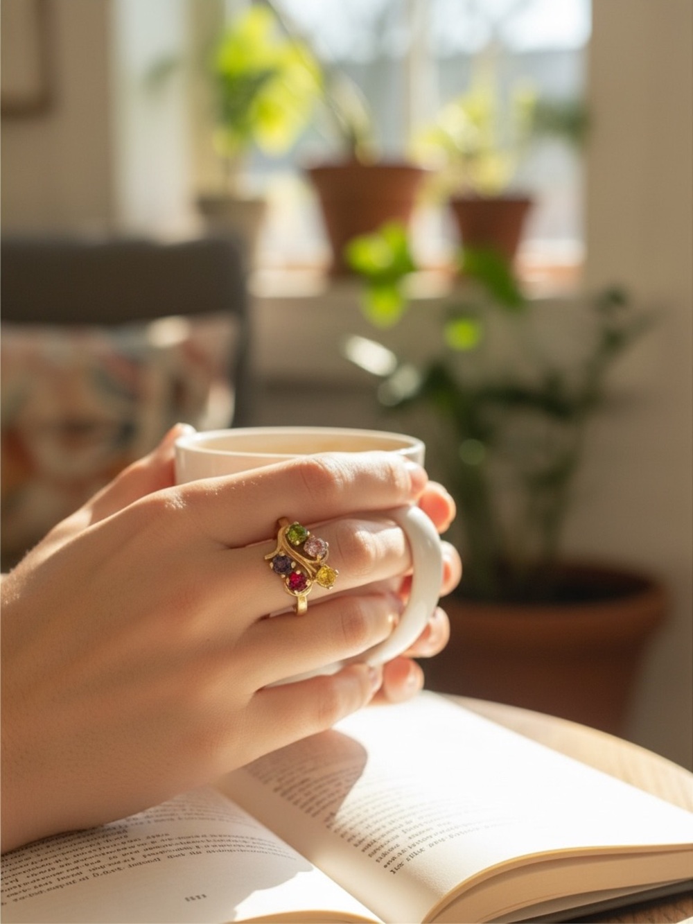 Gold Multi-Gemstone Ring - Colorful ring stamped/marked in the interior 14k.